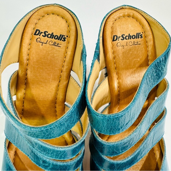 🎀 DR SCHOLL’S ORIGINAL COLLECTION FIRST BLUE BOLERO LEATHER SIZE 6B  4” SANDAL - Picture 10 of 10